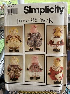 Simplicity Pig Doll Sewing Pattern Pack – Multicolor Fabric Dolls